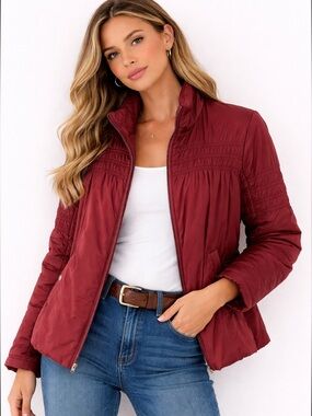 Free People ($250) Maroon Flower Child Snow Jacket - PTP 21
